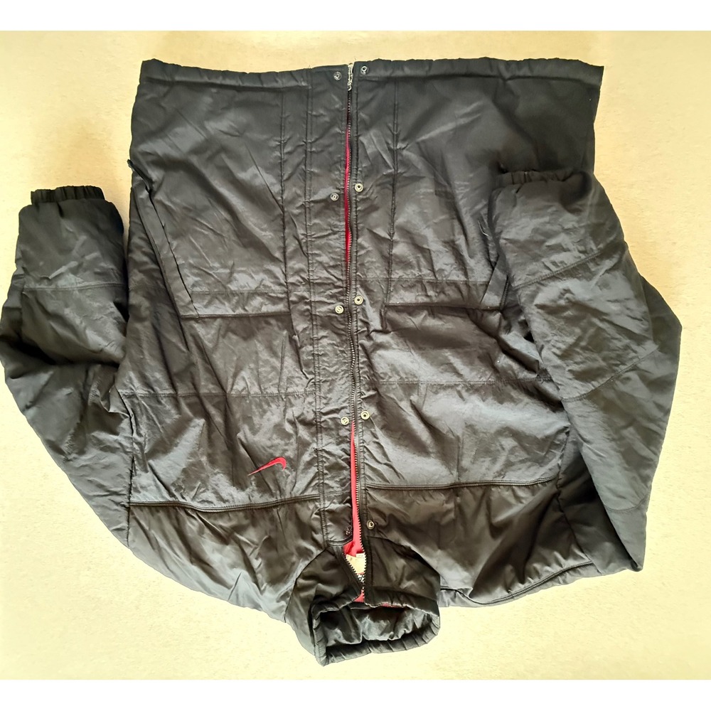 Vintage Nike Puffer Jacket Mens Large Black Red Quilted Full Zip Swoosh Padded
